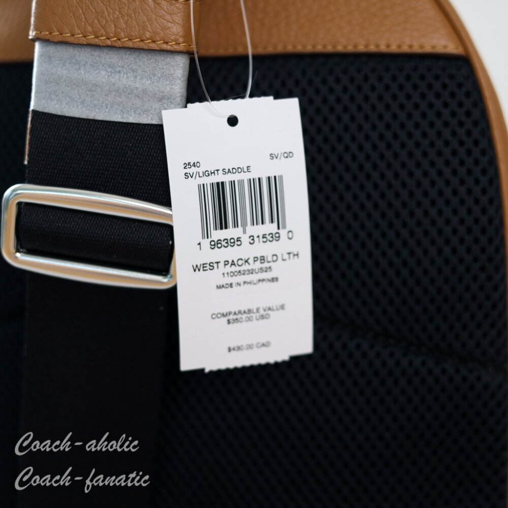 Coach Tan Leather Sling Backpack with Black Strap - Picture 7 of 9